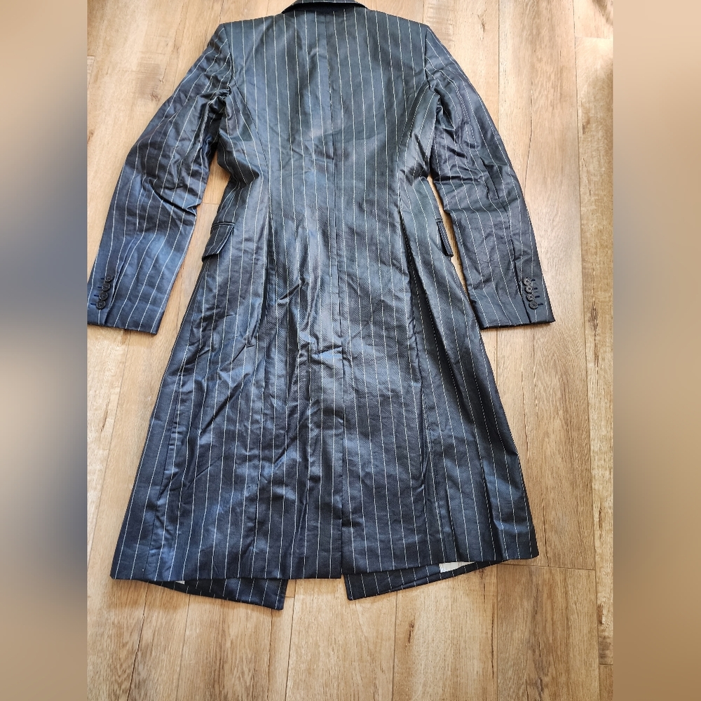 RARE! NWT Tommy Hilfiger x Zendaya Pinstripe Coated Denim Long Trench Coat Sz 8 - Picture 15 of 16